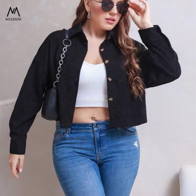 China MXN 1297 Anti-Shrink Women's Crop Tank Girls Tops Blouses&Shirts, Plus Size Corduroy Women's Tops, Short Lapel Jacket Long Sleeve Women for sale