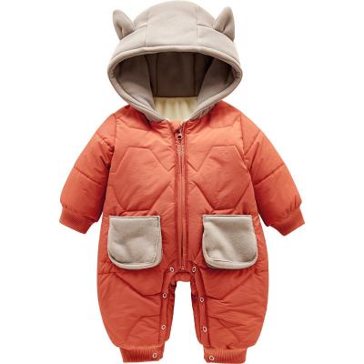 China Polyester / cotton guaranteed quality winter new long sleeve rompers baby cotton boy girl thicken warm outwear clothes for sale