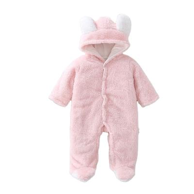 China Wholesale Baby Warm Soft Fluffy Thickening Hodded Clothes Baby Rompers For Winter BBN-127 for sale