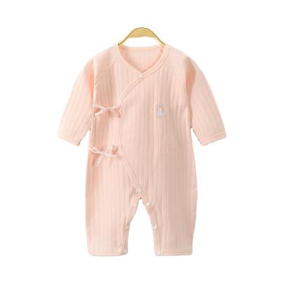 China Baby children's clothing combed newborn summer BBN-07 cute casual cotton lace up romper boys and girls clothing for sale