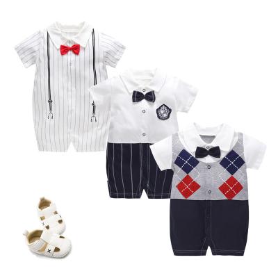 China Wholesale Cotton Newborn Baby Clothes Baby Clothes Gentleman Soft Cotton Baby Boy's Rompers for sale