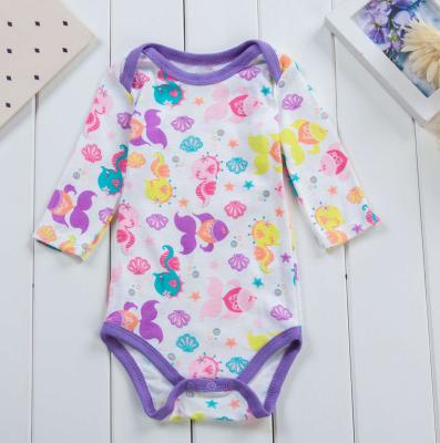 China Custom Long Sleeeves Pattern Baby Clothing High Quality Random Newborn Soft Cotton Copy Designs Infants Baby Rompers for sale