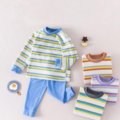 China Factory Price Casual Fashion Long Sleeve Pajama Kids Stripes Cute Infant Set Wholesale Baby Clothes for sale