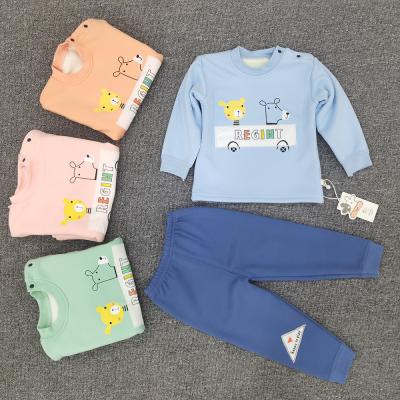 China 2021 high quality children's clothing set autumn and winter thick polyester fiber cartoon warm baby boy clothes printing BBN-116 for sale