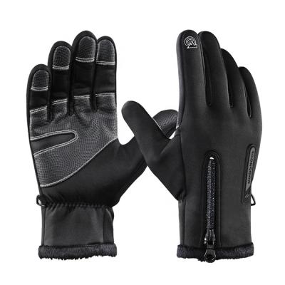 China 140g Winter Fabric Waterproof Full Finger Touch Screen Black Bicycle MTB Cycling Riding Cycling Other Sports Racing Gloves for sale