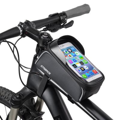 China 100% road waterproof mtb bike bicycle phone recycling bag detachable waterproof reflective handlebar Front Tube Frame Bag Bike Accessories for sale