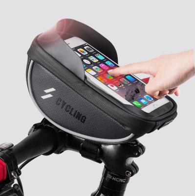 China 100% Waterproof Road Cycling Bike Front Tube Rainproof Hard Shell MTB Top Mount Touch Screen Handlebar Bag Bicycle Mobile Phone Bag for sale