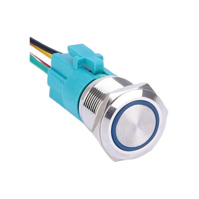 China High quality waterproof 4pin large 16a nickel brass 16mm current momentary push button switch with indicator light 24v 220v for sale