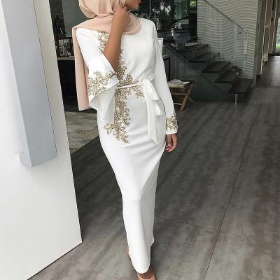 China Modest Muslimah Styling 2020 Modern Islamic Flower Embroidery Saudi Arabic Turkey Clothing Beaded Luxurious Fashion Dress for sale