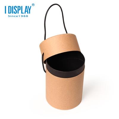 China Recycled Custom Brown Material Tea Tube Materials Packing Paper Gift Wrapping Paper Gift Box Round Paper Hat Box With Handle for sale