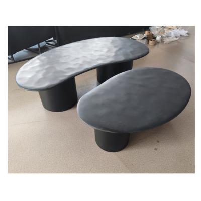 China Adjustable (Height) Customized Uneven Outdoor Modern Natural Marble Stone Black Coffee Table For Outdoor And Indoor for sale