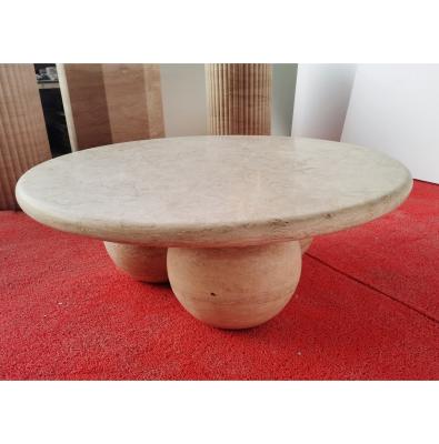 China Nordic Non-Folding Natural Stone Furniture 3 Ball Set Round Beige Sphere Travertine Marble Ball Coffee Table for sale