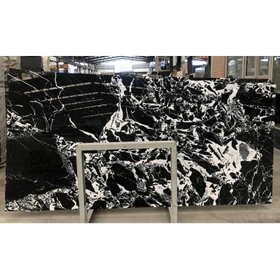 China Napoleon Black Marble Slabs With Modern French Polished White Veins for sale