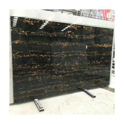 China Modern Natural Stone Slab Black Marble Tiles With Gold Veins, Italy Nero Portoro Marble for sale