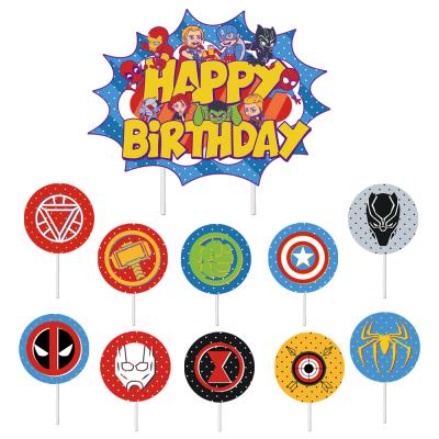 China The Avengers Theme Party Decorations Superhero Cupcake Paper Toppers Paper Topper Printed Marvel Hero Cake Party Supplies Cake Inserts for sale