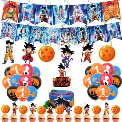 China Paper Dragon Ball Birthday Party Supplies Set Dragon Ball Theme Anime Figures Banner Latex Balloons Cupcake Toppers Party Decorations for sale