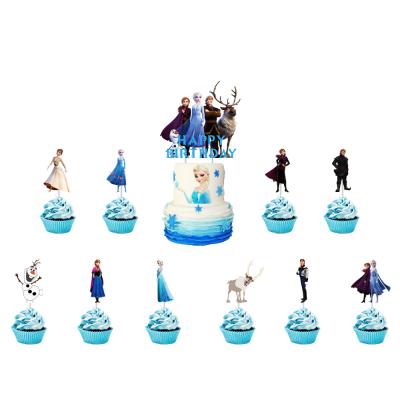 China Printed Frozen Paper Frozen Cake Topper Princess Cupcake Toppers Movie Theme Frozen Paper Party Decorations Cake Inserts Party Cake Supplies for sale