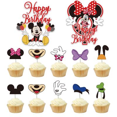 China Snap-in Minnie Mickey Mouse Theme Party Cake Supplies Mickey Cupcake Toppers Paper Cake Birthday Decorations Party for sale