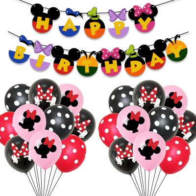 China Party Birthday Decoration Wholesale Mickey Minnie Head Letter Happy Mickey Mouse Theme Party Decoration Birthday Banner Paper Printed Flags Party Supplie for sale