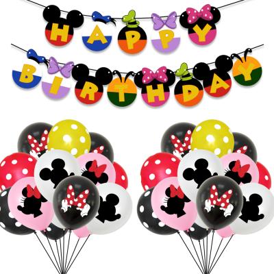 China Latex Mickey Mouse Minnie Theme Party Paper Decorations Sets Birthday Banners Latex Balloons Cupcake Toppers Cartoon Flags Party Supplies for sale