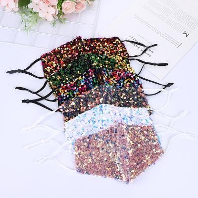 China Cotton/rhinestone wholesales fluffy bling glitter facemask reusable dustproof washable multicolors glitter sequin for sale