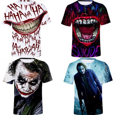 China New Hot Selling Joker QUICK DRY Personality Clown Digital Printing 3d Short Sleeve Round Neck Plus Size T-shirts for sale