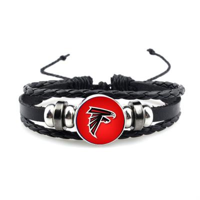 China Other Hot Selling Vintage Leather Armor Personality American Football NFL Team Multilayer Straps Wristband for sale