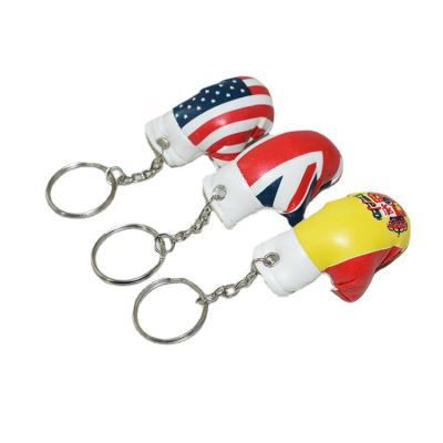 China Hot Selling Unisex Boxing Gloves Key Chain 6cm Mini Country Flag Design PVC Simulation Cute Fashion Gift for sale