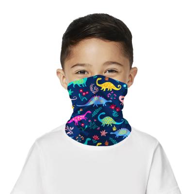 China Ice Silk/Polyester Hot Sale Wholesale Kids Cartoon Animal Printed Neck Tube Scarf Silk Multifunctional Bandana With Filter Pocket for sale