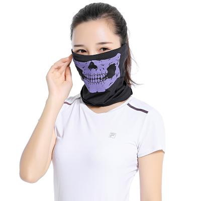 China Multifunctional Hot Sales Ice Silk Outdoor Funny Black Skull Headwear Multifunctional Breathable Bandana Halloween for sale