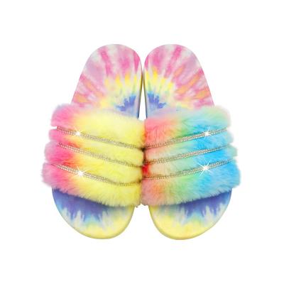 China Fur Outdoor Women's Fashion Dye Fashion Trend New Arrival Summer Link Slippers 2021 for sale