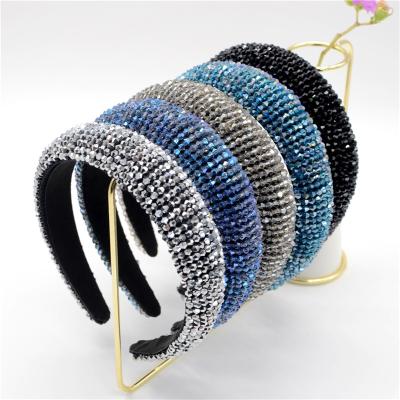 China Rhinestone/Bling Baroque Women Fashion High Quality Stone Sparkle Full Crystal Stone Luxury Headbands For Women 2021 for sale