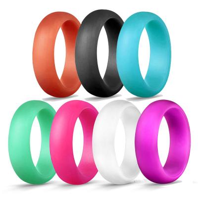 China FASHIONABLE Color 100% Pure Color Silicone Wedding Rings Logo Women Silicone Rings Non-Toxic 5.7mm Customized for sale