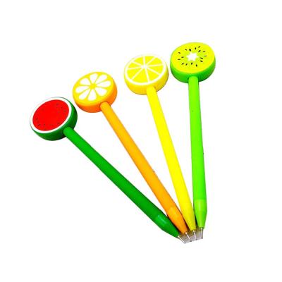 China Pen Pen Cute Creative Stationery 0.5mm Fresh Fruit Promotional Ball Black Ink Lemon and Watermelon and Orange and Kiwi Kids Novelty Gift Fruit for sale