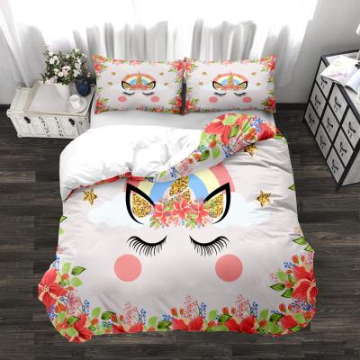 China Hot Sale Unicorn Anti-static Single Bedding Set Wholesale Amazon Embroidery Bedding Set Bed Shits for sale