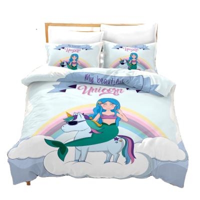 China Wholesale Anti-static Unicorn Comforter Sets Luxury Good Quality Silk Cotton Bedding Set Velvet Velvet For Girl for sale