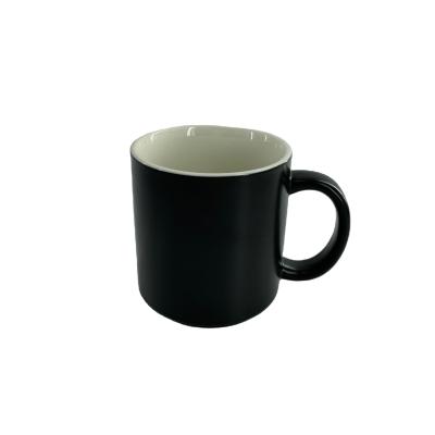 China Stocked Good Quality Matte Black Custom Ceramic Mug 3A Sublimation Coffee Mug With Loving Heart Shape Handle for sale