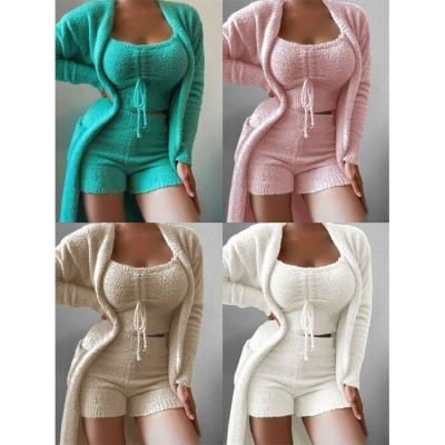 China Waterproof 2023 cozy pajama Wholesale women  Lounge Wear loungewear women sets fuzzy pajama set for women for sale