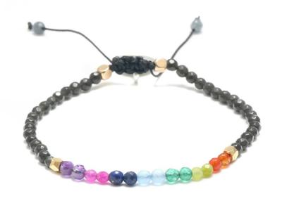 China Wholesale Colorful Lucky Stone 3MM Seven Chakra Bracelet Beaded Mens Unisex Bohemian Style for sale