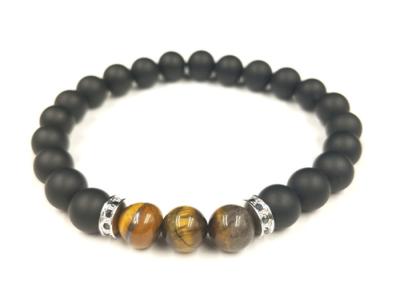 China 2019 New Multi Color Men Lava Stone Stretch Bracelet Bead Natural Agate With Crystal for sale