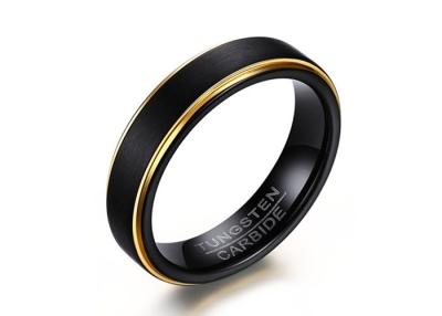 China Custom Tungsten Carbide Stainless Steel Brushed Black Gold Ring Rainbow Wedding Rings for sale