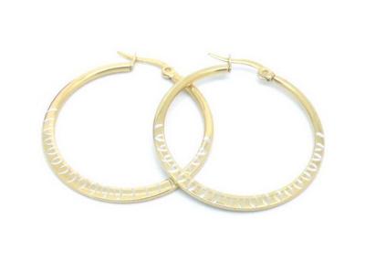 China 30mm Shinning Stainless Steel Earrings With Craved Oval Link Of Circle Round Shape for sale