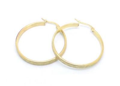 China Small 35mm Stainless Steel Earrings Hoops For Women , Gold Plated for sale