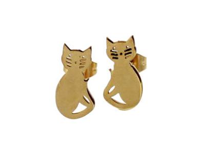 China Pendientes quirúrgicos del perno prisionero del acero inoxidable del mini gato, pendientes del poste del oro en venta