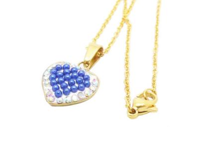 China Personalized Blue Pearl Stainless Steel Heart Pendant Necklace For Girlfriend for sale