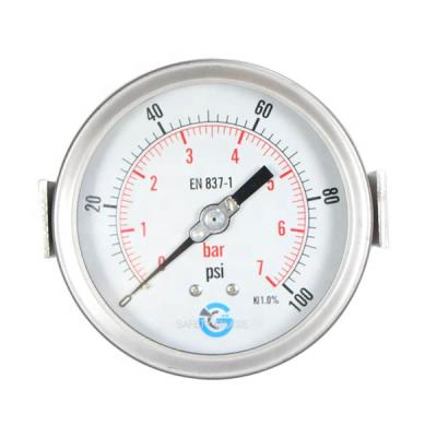 China Black Steel Case High Quality Stainless Steel or Stainless Steel 4inch Flush Mount U Clamp Pressure Gauge for sale