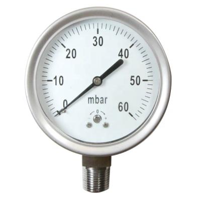 China All stainless steel high quality 4 inch all stainless steel capsule mbar low pressure gauge with bottom connection for sale