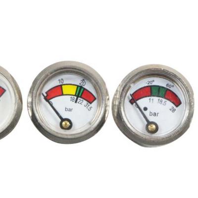 China Chromed 1 Inch High Quality Stainless Steel Case Internal Brass Color Pressure Gauge Fire Extinguisher for sale