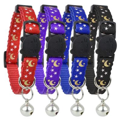 China Personalized Stars and Moon Pattern Pet Collars Nylon Cat Collar, Strong and Safe with Bell for Kitty Cats, Detached Thoughtful Cat Collar for sale