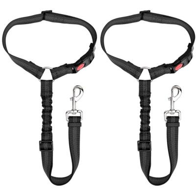 China Car Reflective Seat Belt Pet Puppy Safety Seat Belt Adjustable Reflective Elastic Bungee Connect Dog Harness In Vehicle Travel Daily Use for sale